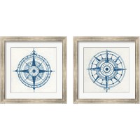 Framed 'Indigo Gild Compass Rose 2 Piece Framed Art Print Set' border=