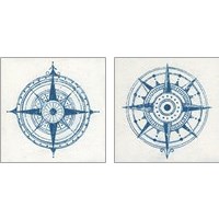 Framed Indigo Gild Compass Rose 2 Piece Art Print Set