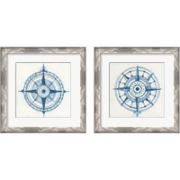 Framed 'Indigo Gild Compass Rose 2 Piece Framed Art Print Set' border=