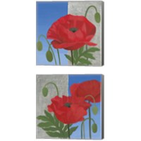Framed 'More Poppies 2 Piece Canvas Print Set' border=