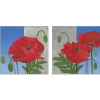 Framed 'More Poppies 2 Piece Art Print Set' border=