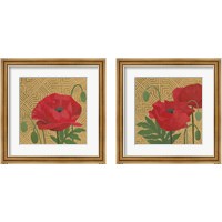 Framed 'More Poppies with Pattern 2 Piece Framed Art Print Set' border=