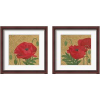 Framed 'More Poppies with Pattern 2 Piece Framed Art Print Set' border=