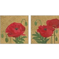 Framed 'More Poppies with Pattern 2 Piece Art Print Set' border=