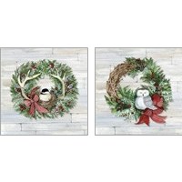 Framed 'Holiday Wreath 2 Piece Art Print Set' border=