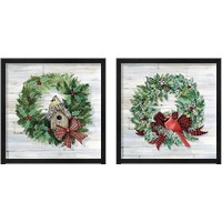 Framed 'Holiday Wreath 2 Piece Framed Art Print Set' border=