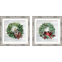 Framed 'Holiday Wreath 2 Piece Framed Art Print Set' border=