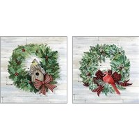 Framed 'Holiday Wreath 2 Piece Art Print Set' border=
