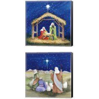 Framed 'Christmas in Bethlehem 2 Piece Canvas Print Set' border=