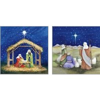 Framed 'Christmas in Bethlehem 2 Piece Art Print Set' border=