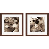 Framed 'Cafe Pugs 2 Piece Framed Art Print Set' border=