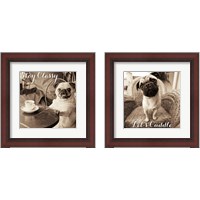 Framed 'Cafe Pugs 2 Piece Framed Art Print Set' border=