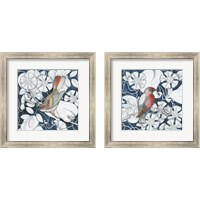 Framed 'Arts and Crafts Bird Indigo 2 Piece Framed Art Print Set' border=