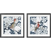 Framed 'Arts and Crafts Bird Indigo 2 Piece Framed Art Print Set' border=