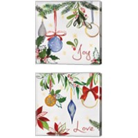 Framed Watercolor Christmas 2 Piece Canvas Print Set