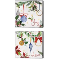 Framed 'Watercolor Christmas 2 Piece Canvas Print Set' border=