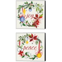 Framed 'Watercolor Christmas 2 Piece Canvas Print Set' border=