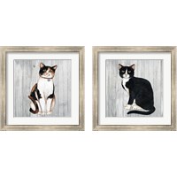 Framed 'Country Kitty on Wood 2 Piece Framed Art Print Set' border=