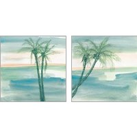 Framed 'Peaceful Dusk Tropical 2 Piece Art Print Set' border=