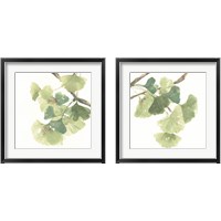 Framed 'Gingko Leaves on White 2 Piece Framed Art Print Set' border=