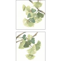 Framed Gingko Leaves on White 2 Piece Art Print Set