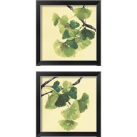 Framed 'Gingko Leaves Dark 2 Piece Framed Art Print Set' border=