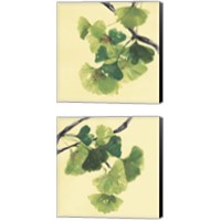 Framed 'Gingko Leaves Dark 2 Piece Canvas Print Set' border=