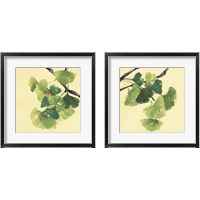 Framed 'Gingko Leaves Dark 2 Piece Framed Art Print Set' border=