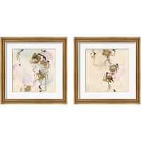 Framed 'Gold Blocks on Pastel 2 Piece Framed Art Print Set' border=