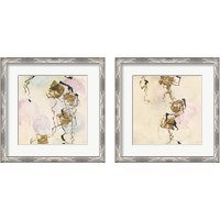 Framed 'Gold Blocks on Pastel 2 Piece Framed Art Print Set' border=