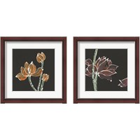 Framed Lotus on Black 2 Piece Framed Art Print Set