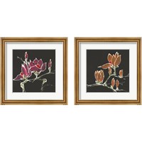 Framed 'Magnolia on Black 2 Piece Framed Art Print Set' border=