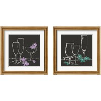Framed 'Wine Glasses on Black 2 Piece Framed Art Print Set' border=