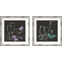 Framed 'Wine Glasses on Black 2 Piece Framed Art Print Set' border=