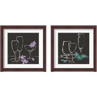 Framed Wine Glasses on Black 2 Piece Framed Art Print Set