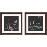 Framed Wine Glasses on Black 2 Piece Framed Art Print Set