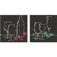 Framed 'Wine Glasses on Black 2 Piece Art Print Set' border=