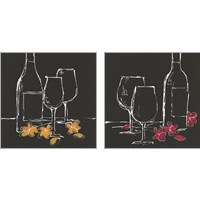 Framed Wine on Black 2 Piece Art Print Set
