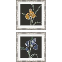 Framed 'Iris on Black 2 Piece Framed Art Print Set' border=