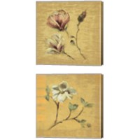 Framed 'Flower on Gold 2 Piece Canvas Print Set' border=