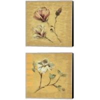 Framed 'Flower on Gold 2 Piece Canvas Print Set' border=