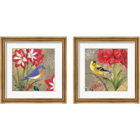 Framed 'Winter Birds Collage 2 Piece Framed Art Print Set' border=