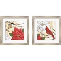 Framed 'Winter Birds Collage 2 Piece Framed Art Print Set' border=