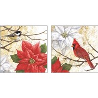 Framed 'Winter Birds Collage 2 Piece Art Print Set' border=