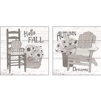 Framed 'Fall Cabin 2 Piece Art Print Set' border=