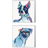 Framed 'Dog Watercolor 2 Piece Canvas Print Set' border=