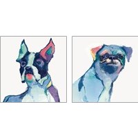 Framed 'Dog Watercolor 2 Piece Art Print Set' border=