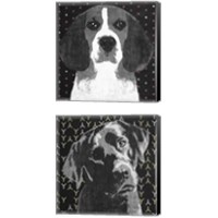 Framed BW Dog 2 Piece Canvas Print Set