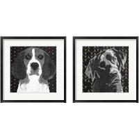 Framed 'BW Dog 2 Piece Framed Art Print Set' border=