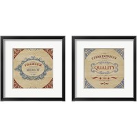 Framed 'Wine Labels 2 Piece Framed Art Print Set' border=